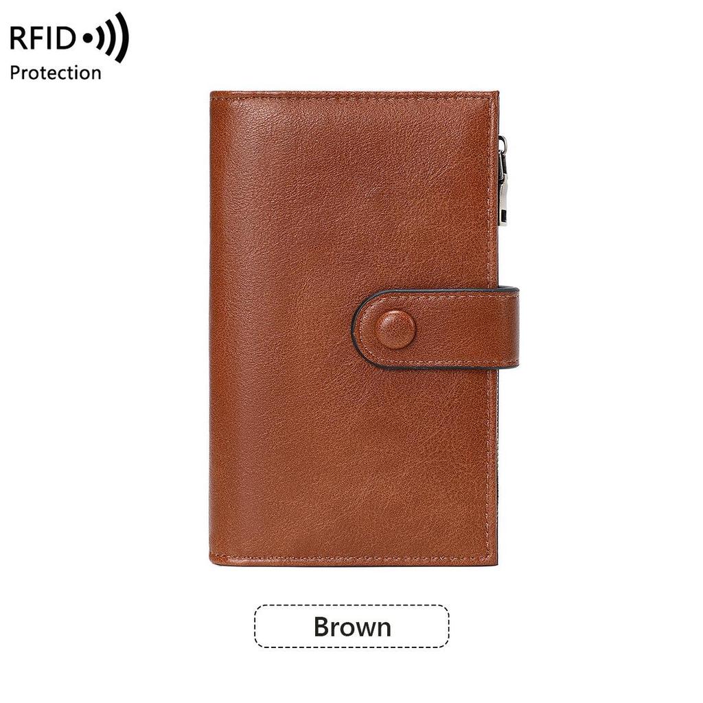 Portafoglio da donna RFID transfrontaliero: Portafoglio pieghevole a 3 ante in PU con portamonete con cerniera e portafoglio anti-magnetico.