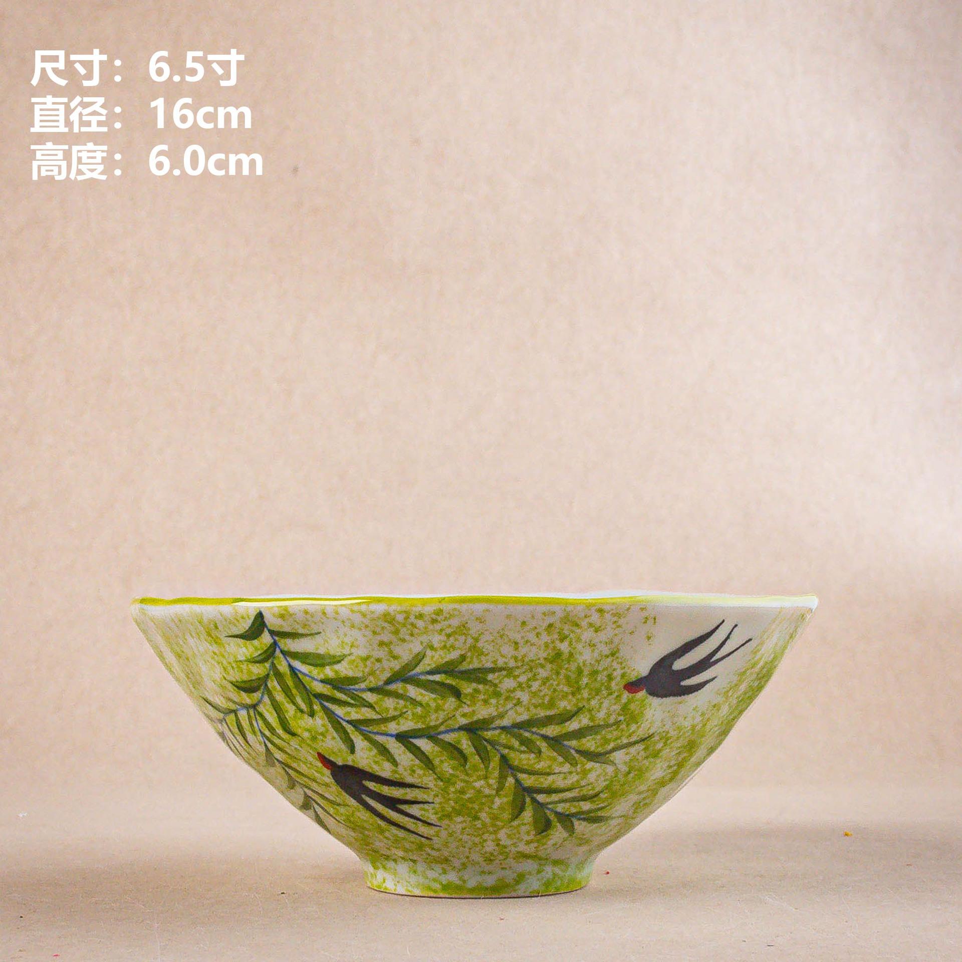 6,5-дюймовая Изысканная Креативная Коническая Миска Ручной Лепки, Керамическая Посуда Ручной Росписи Подглазурными Красками при Высокой Температуре