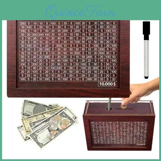 Saving Money Bank Piggy Wooden Challenge Box Cash Saver With Counter Encourage Daily Saving Coin Counter Piggy Bank With Money Target And Numbers