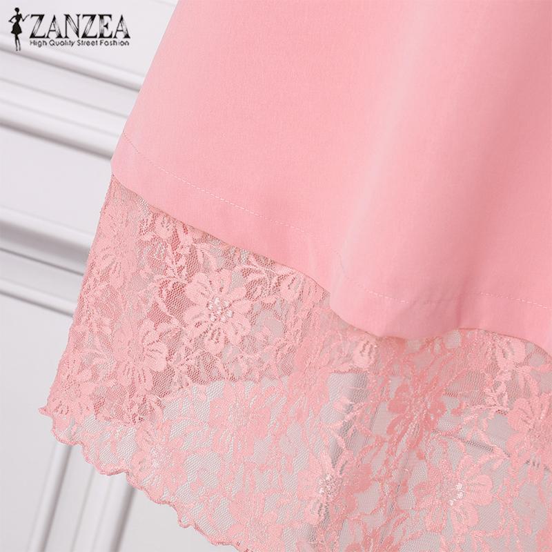 ZANZEA Rochie de vară cu mâneci scurte din dantelă pentru femei