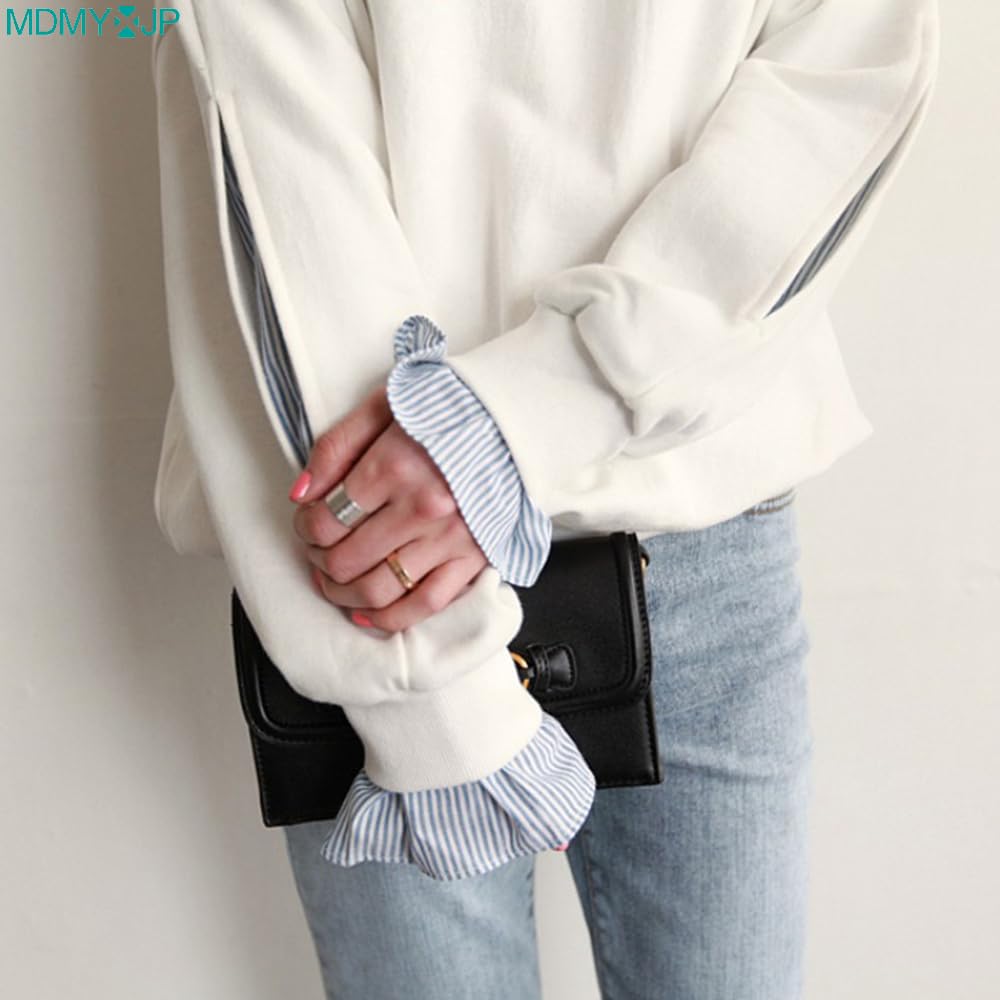 MDMYXJP Layered Long Sleeve Striped Perfect for Everyday and MD367 Women's Hoodie, Sweatshirt, Flattering, Cute, Wear, Dates, Commuting, Spring,