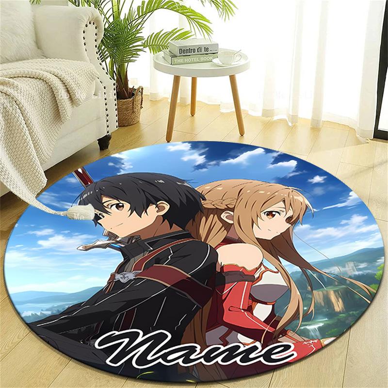 Personalized S-Sword Art Online Round Chair Office Rug - Perfect for Mat, Office Chair & More - Ideal Gift for Birthdays and Holidays