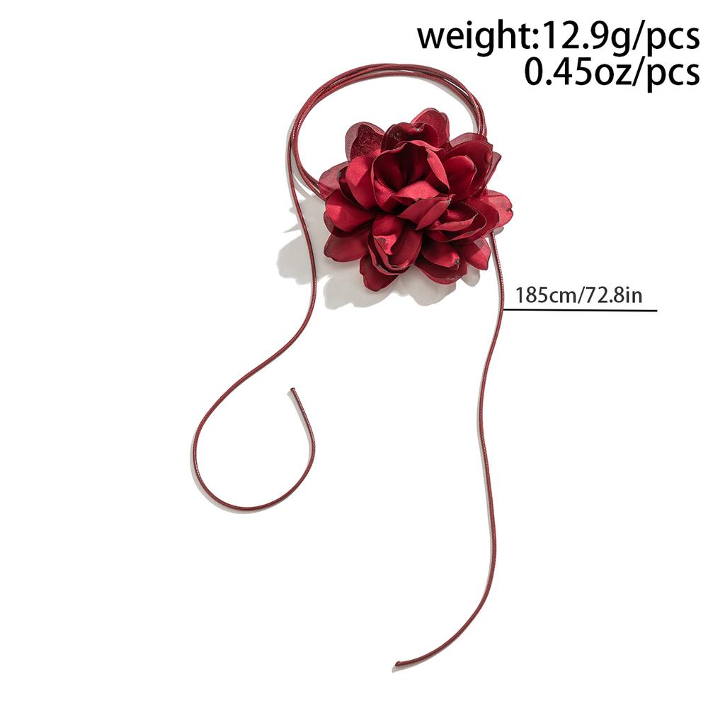 Ingemark Overdreven Stor Rose Blomst Choker Halskjede for Kvinner Wed Brude Goth Kpop Justerbar Sløyfeknute Kjede Y2K Tilbehør Nytt