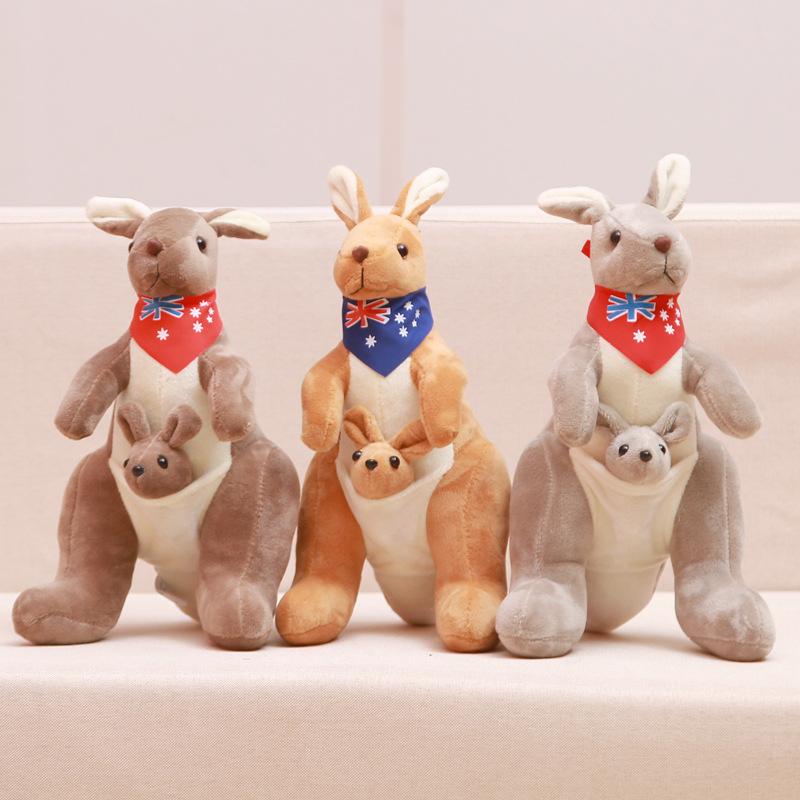 Scarf Mother and Son Kangaroo Doll Australian Simulation Plush Toy Doll