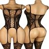Plus Size Babydolls Clothes Sexy Fishnet Hollow Bodystockings Erotic Crotchless Lingerie Women Mesh See Through Baby Dolls Dress