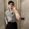 Men's Clothing Ice Silk Striped Short Sleeve Shirt Lightweight Breathable Summer Casual Comfortable Fashion Wear Trendy Streetwe