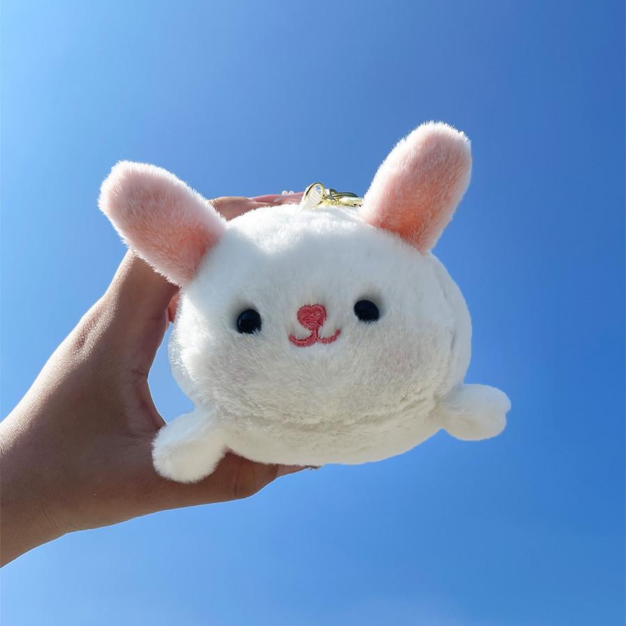 Lovable Cartoon Animal Plush Keychain Stress Relief Toy Featuring Adorable Designs Rabbit