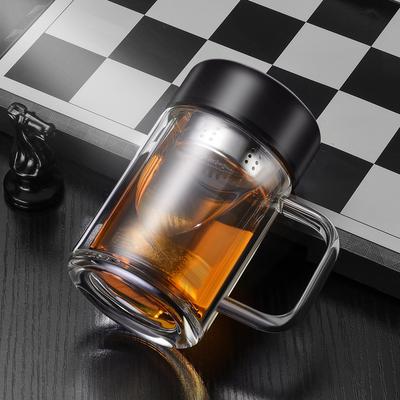 Tazza da Ufficio con Manico Separazione Tè Tazza da Tè in Vetro Doppio
