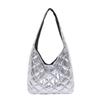 Stylish Large Capacity Tote Bag For Women With Chic Diamond Quilt Design In Black Gold Or Silver