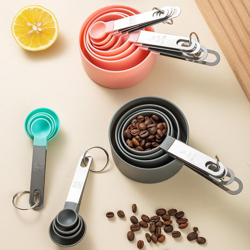 4/8Pcs/Set Plastic Multi Purpose Measuring Cup Measuring Spoon Stainless Steel Handle With Graduated Measuring Baking Tools