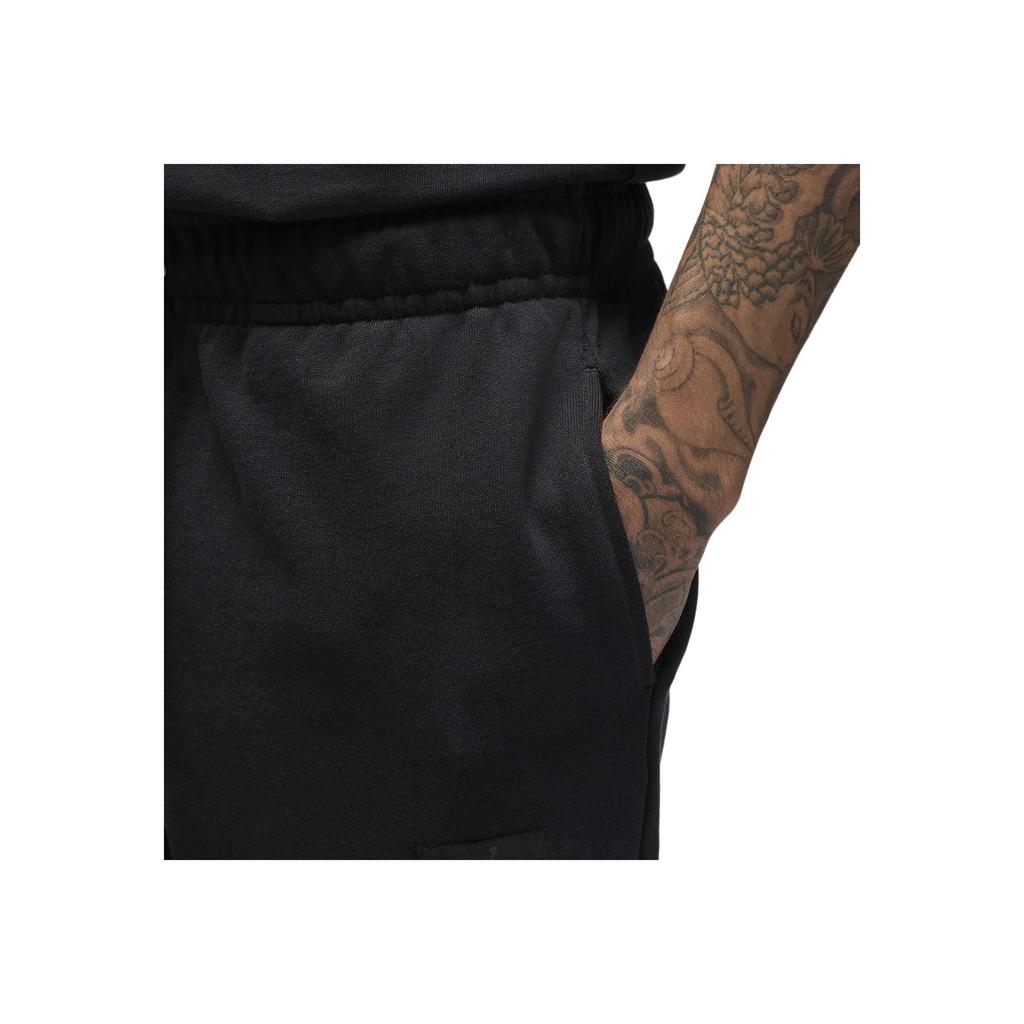 Nike Flight Fleet Solid Logo Print Drawstring Cuffed Casual Pants Men Bottoms Black FV7251-010