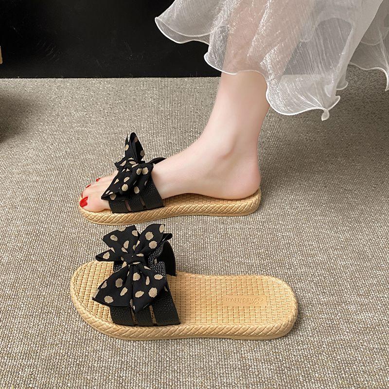 

Fashion Women s Slippers and Ladies Sandals with Bow Open Toe Slides Flat on Beach Shoes Summer Footwear New Style Stylish Low Price 39 36-37