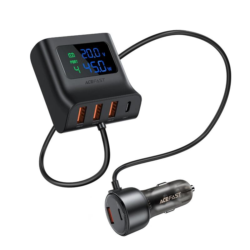 Acefast B11 138W Car Charger Usb-A Usb-C With 6 Ports - Black