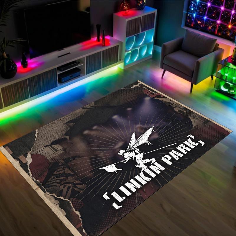 Linkin Park Design Crystal Velvet Carpet Cozy Non?Slip Printed Rug For Bedroom Living Room Entrance