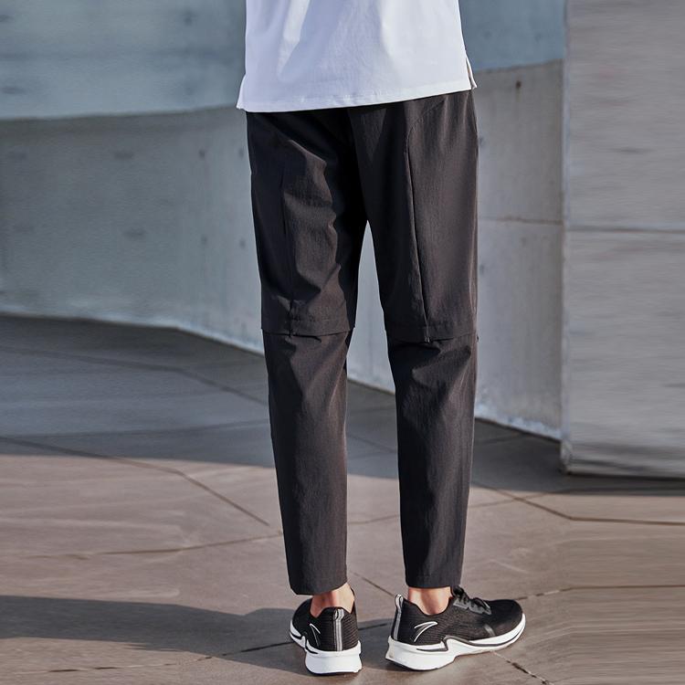 Anta Solid Color Logo Print Slim Fit Sweatpants Men Bottoms Black 952127504-2