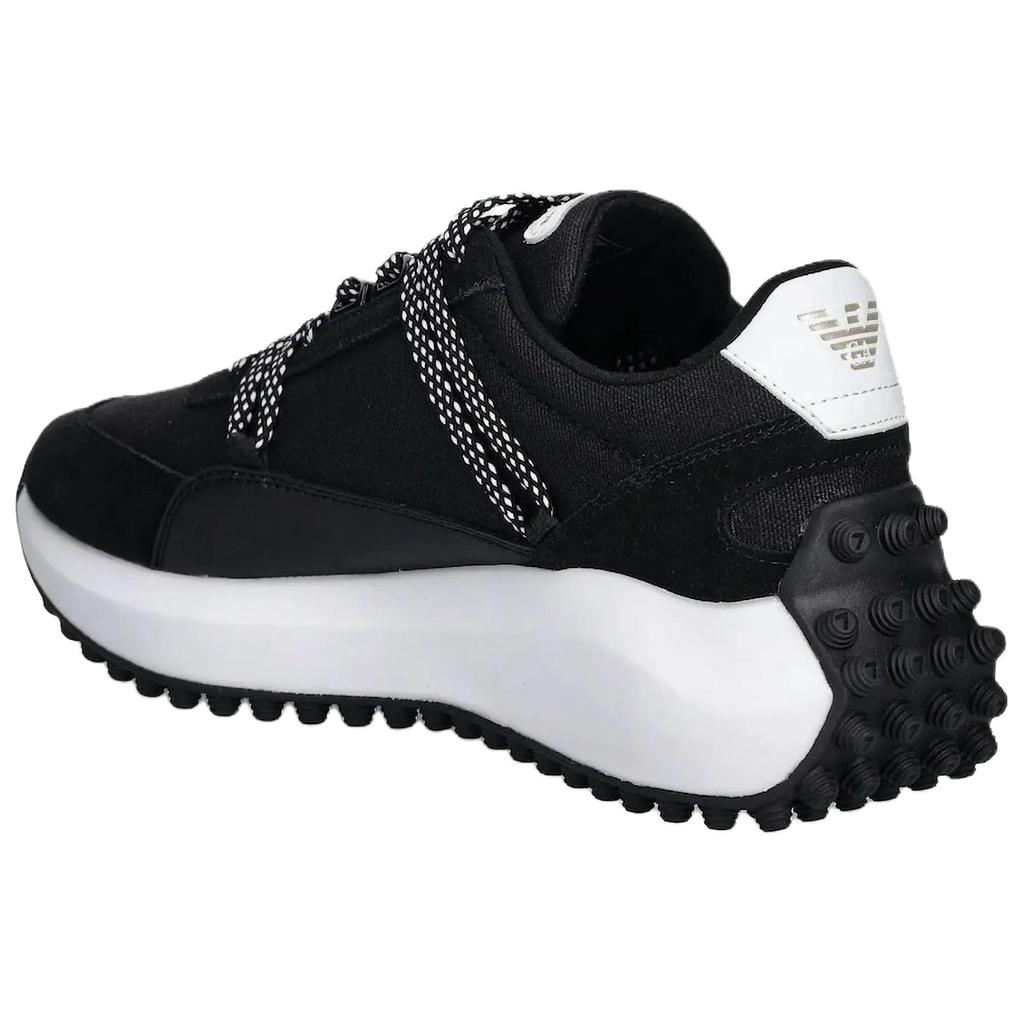 Emporio Armani EA7 Leather Lace-Up Studded Logo Detail Low-Top Casual Shoes Men Sneakers Black X8X208XK421K485