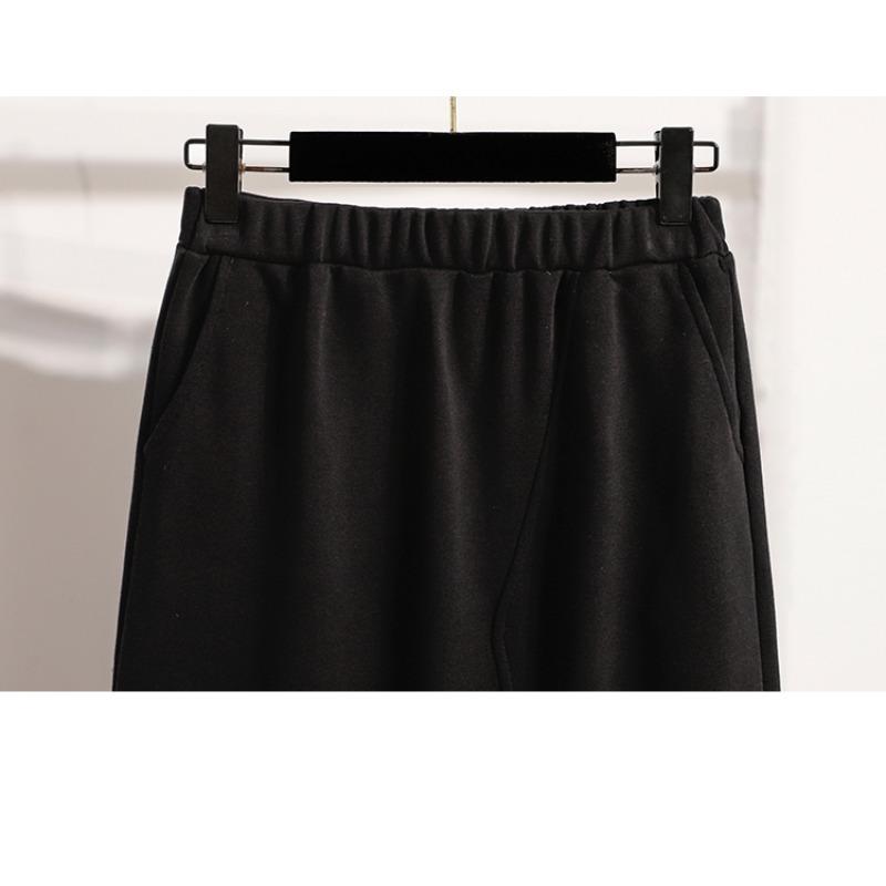 DIMANAF 2025 Plus Size Long Skirts Women Elastic Casual Loose Cotton Basic Solid Autumn