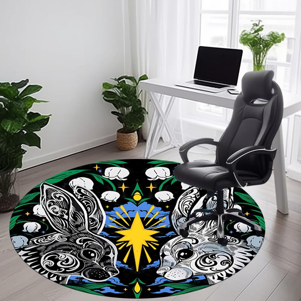1pc Easter Bunnies Office Round Area Rug, Under Office Chairs Bedroom Living Room Home Decor, Room Deco