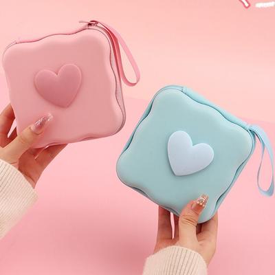 Portable Storage Bags 3D Love Heart Pocket Pouch High Quality Zipper Bag Headphone Data Cable