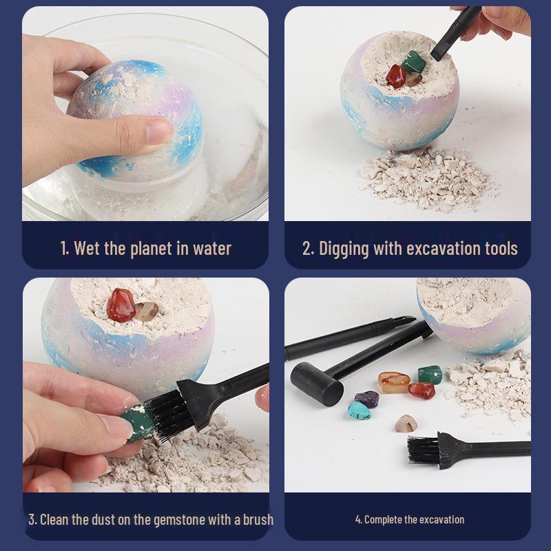 Children's Solar System Digging Kit: Educational Treasure Hunt with Eight Planet Balls and Gemstones