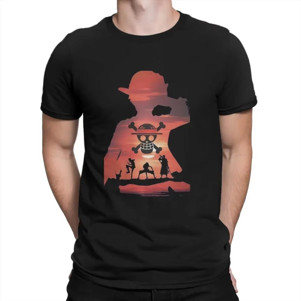 Summer Fashion Heavyweight Retro Men's Cartoon Pattern 100% Cotton Printed Round Neck High-quality Casual Fitness Street T-shirt