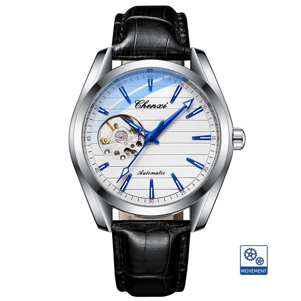 CHENXI Men's Fully Automatic Skeleton Mechanical Watch Water-Resistant Stainless Steel Stylish Mechanical Watch Watches for Man