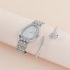 2pcs/set Women Quartz Snake Rhinestone Watch Bracelet Wristwatches