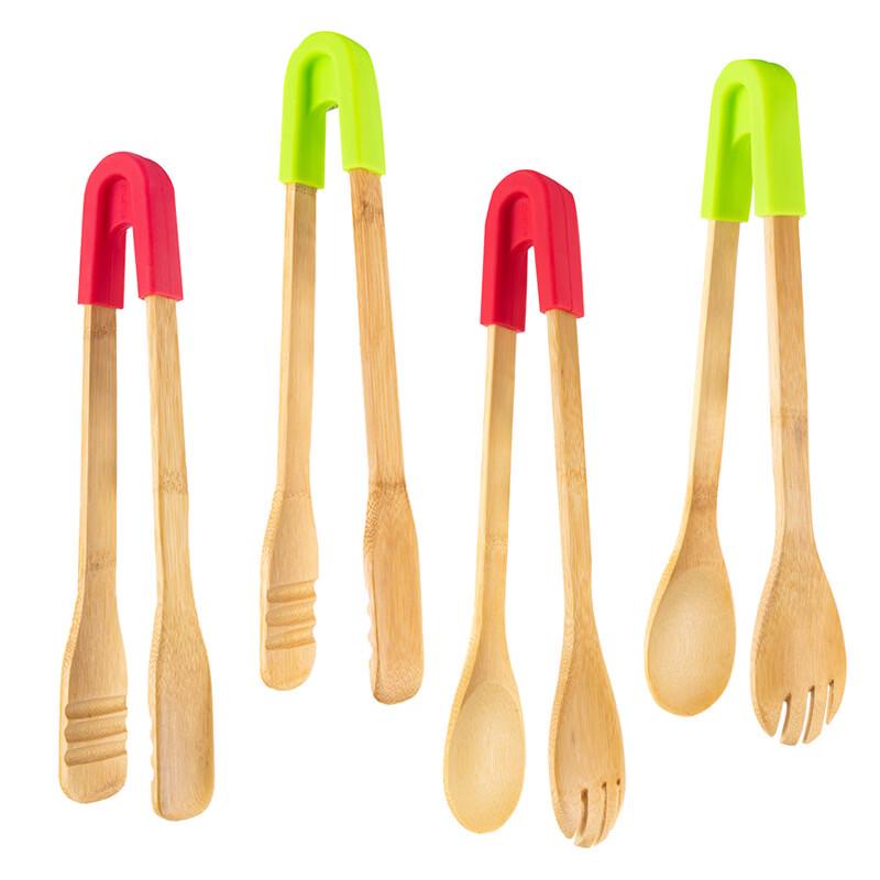 Bamboo & Silicone Food Tongs