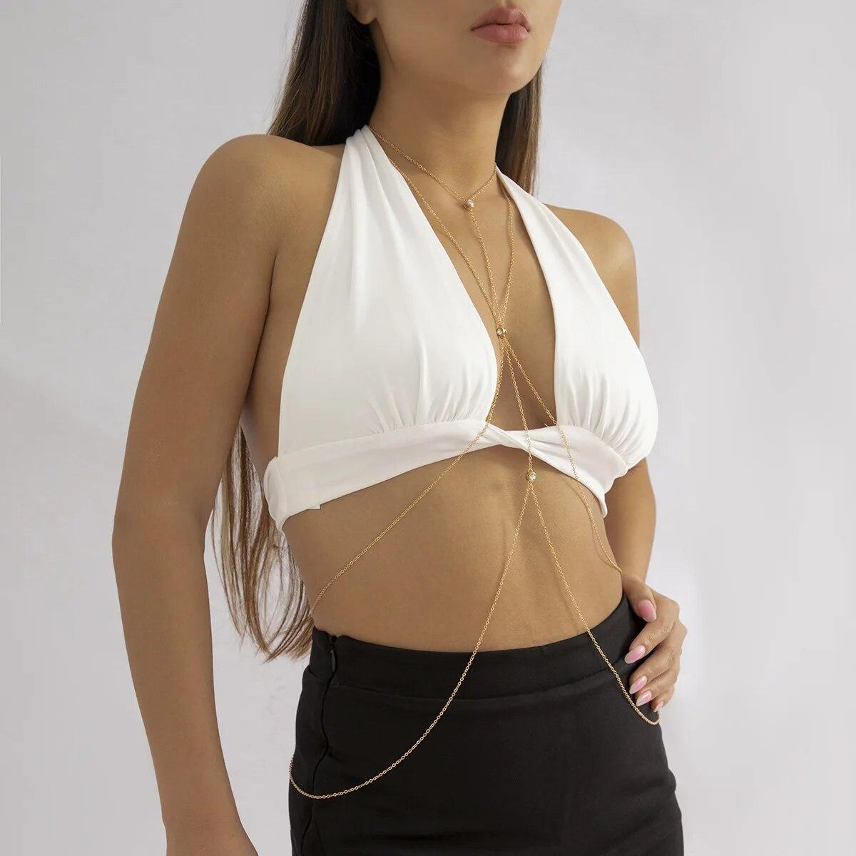 

Горячая сексуальная цепочка на грудь с кисточками, модные украшения для тела для женщин и девушек, богомия, летний пляжный отдых, бикини Dect, цепочка на талию с крестом на животе