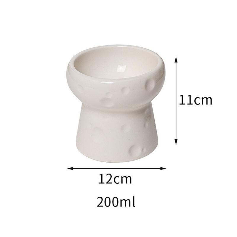 Ceramics Cat Bowl With Cheese Design Cat Food Bowl Water Plate Snack Dish Large Caliber Anti-Tip With Stand For Neck Protection