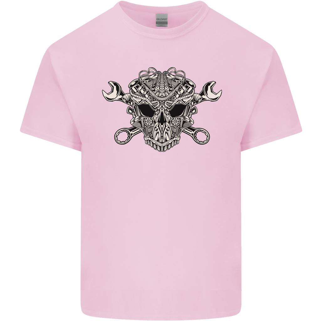 Mechanic Engine Skull Unisexs Light Cotton TShirt