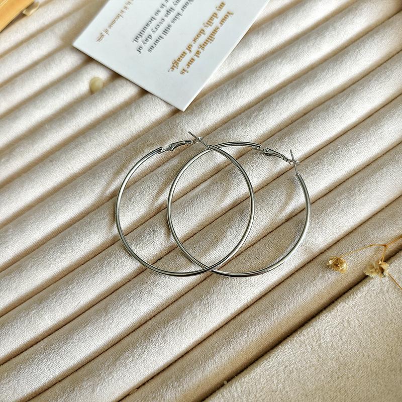 Exaggerated Large Plain Circle Hoop Earrings Fashion Jewelry For Women
