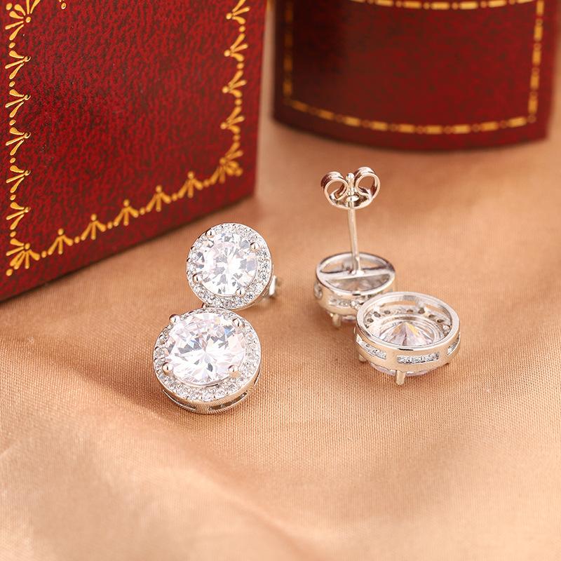European and American Fashion Simple Temperament Size Disc Full of Diamonds Transparent Zircon Inlaid Bridal Stud Earrings 2026