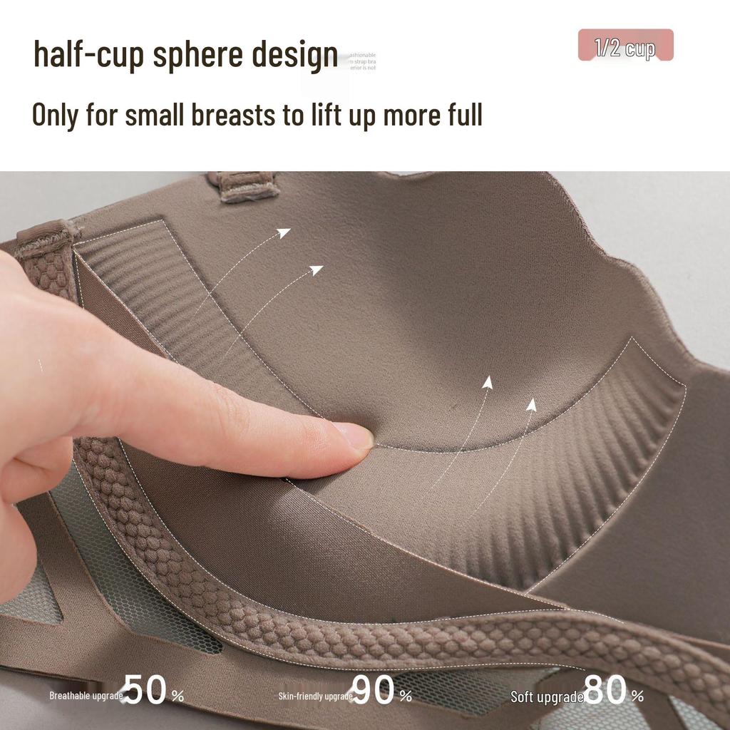 Petal Red Seamless Strapless Push-Up Bra - Anti-Sag, Breathable, Thin, Enhances Small Chest  