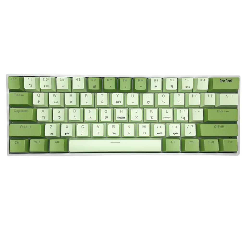 Taiwan Matcha Themed H61 Mini Mechanical Keyboard with Blue Switches, Wired/Wireless, Hot-Swappable, Traditional Chinese Pinyin Layout