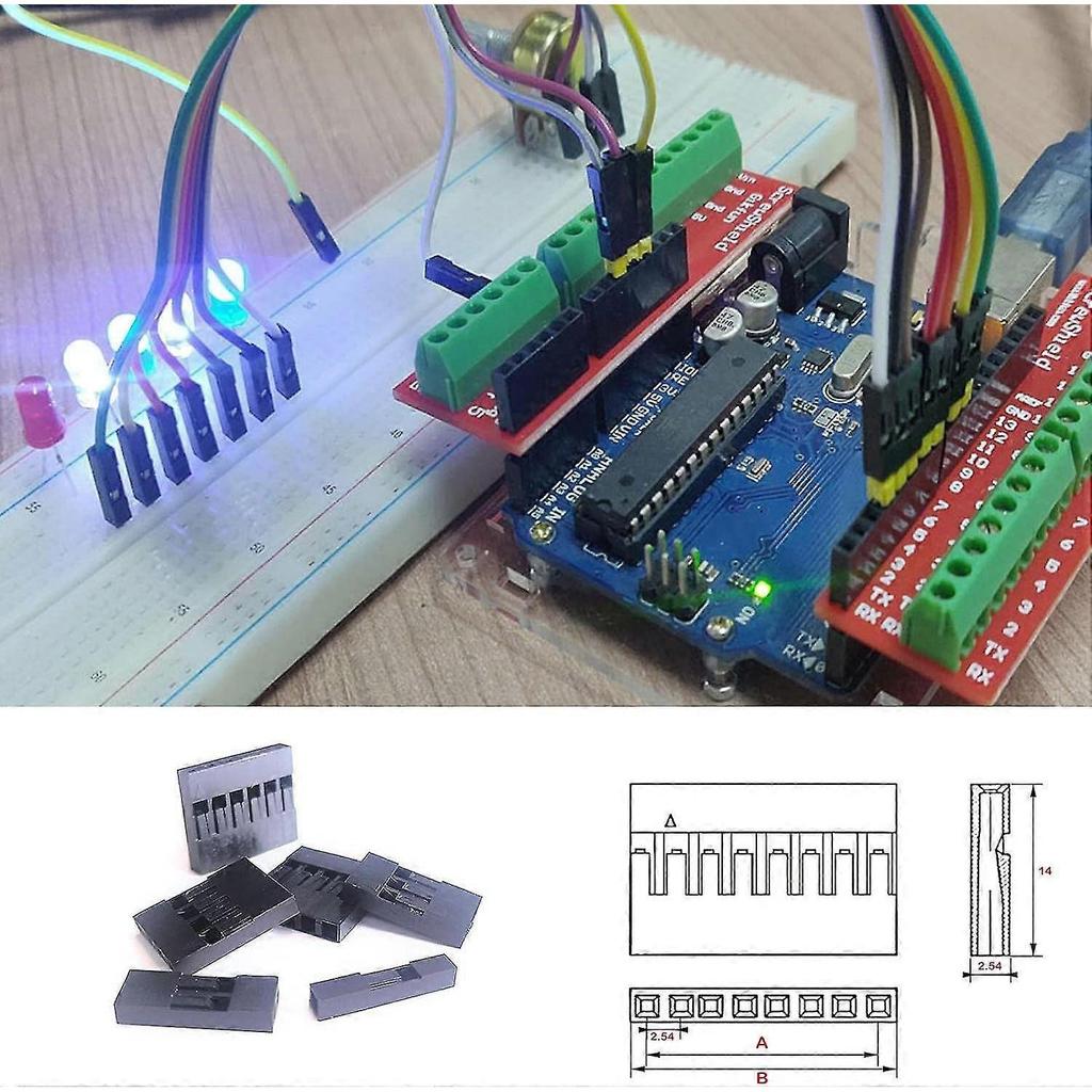 2.54mm Pitch 1 2 3 4 5 6Pin Housing Connector Dupont Wire Male Female Crimp Pins Adaptor Assortment Kit - DD