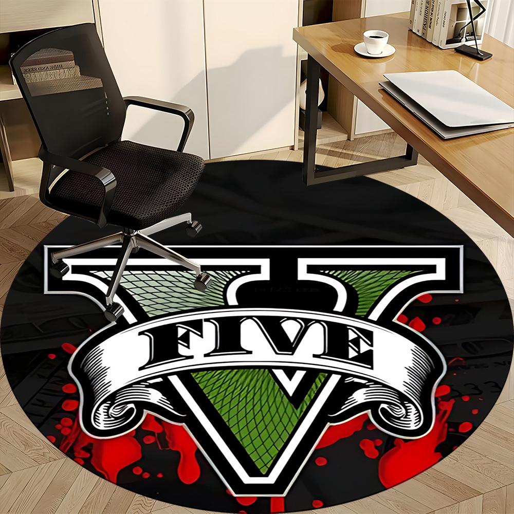 1pc GTA V Office Round Area Rug, Indoor Mat Suitable For Office,Bedroom Living Room Home Decor, Room Deco A0926024