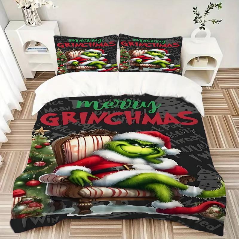 3ks Grinch Vánoční Oslava Povlečení Pro Všechny Velikosti Nové 3D Tištěný Přehoz na Postel Přikrývka Povlak na Peřinu Povlak na Polštář Dekorace Ložnice