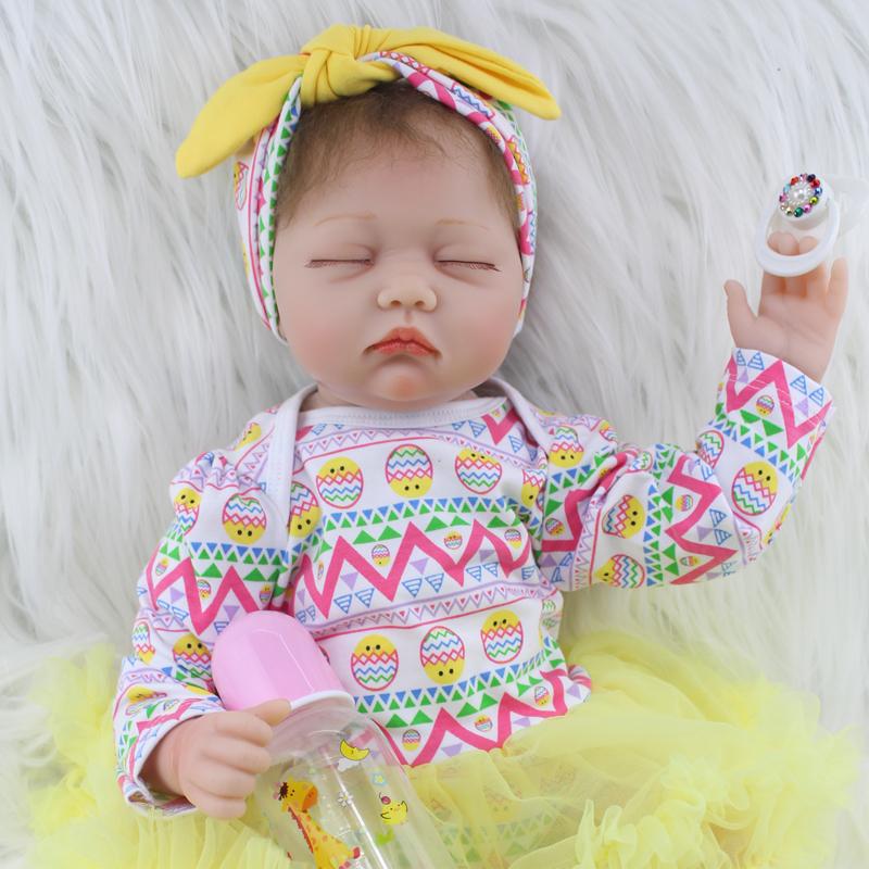 BZDOLL 55 CM 22Inch Soft Cloth Body Vinyl Reborn Girl Doll Realistic Sleeping Newborn Babies Birthday Gift Present Kid Fashion Toy