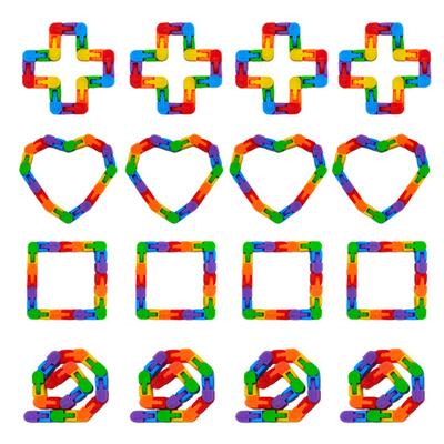 4Pcs Wacky Track Fidget Toy Stress Anxiety Relief Educational Rainbow Jointed Track Kids Teens Adults Sensory Toy Goodie Bag Stuffer Party Favors