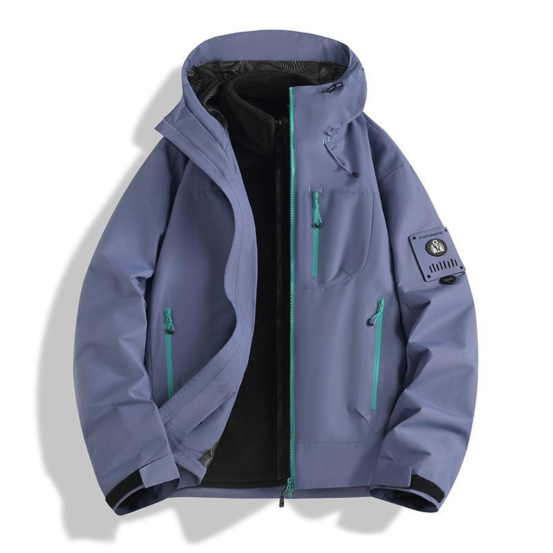 Unisex 3-in-1 Windproof Waterproof Softshell Jacket With Removable Fleece Liner Hiking Camping Travel