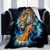 1pc Blue Flame Tiger Blanket  Soft and Warm Home Decor Gift for All Seasons  Perfect for Couch, Living Room, Travel, Camping, Car Blankets
