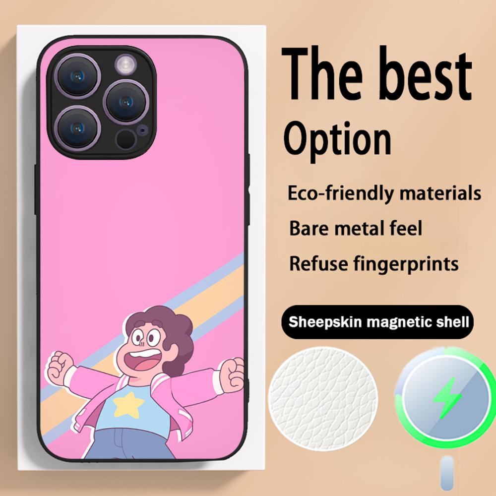 

Steven classic cartoon cute universe design Phone Case For iPhone 16 15 14 13 12 11 Plus Pro Max Luxury Magsafe Sheepskin iPhone 14