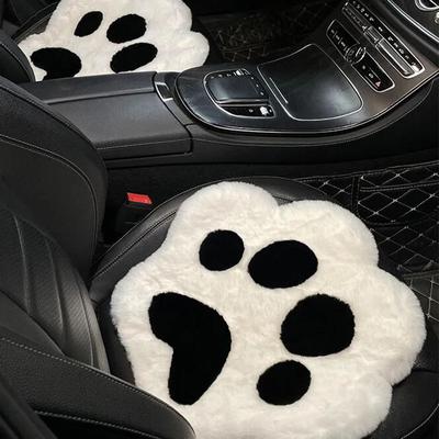 Universal Cute Cat Paw Car Seat Cushion Warm Plush Four Seasons Heating Padded Car Cushion