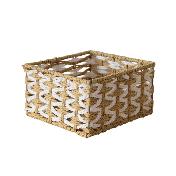 Woven Storage Bin Large Capacity Organiser Basket For Toy Cosmetics Jewelry Book Small Items Living Room Bedroom Dresser