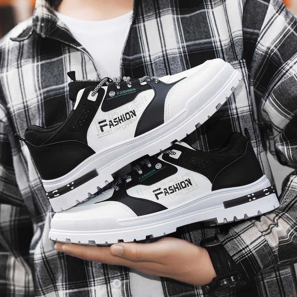 Frühlings Herrenschuhe Neue Atmungsaktive High-Top Schuhe Herren Trendige Weiße Schuhe mit Dicksohle Sportlich Lässige Borad Schuhe Herren