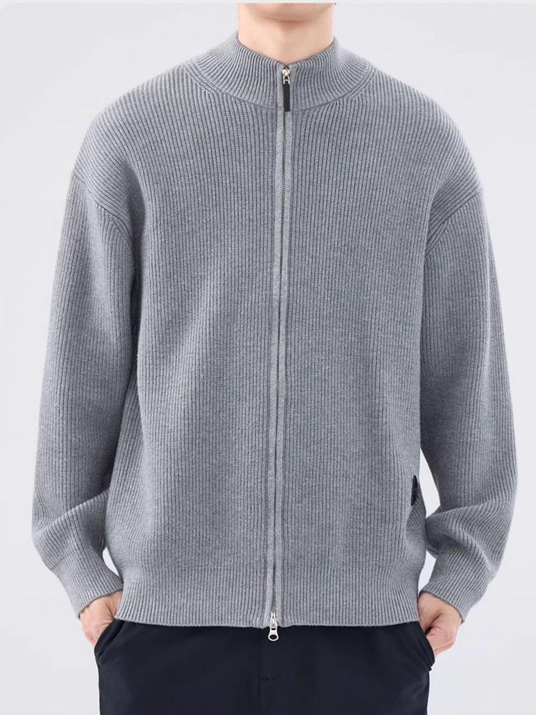 Men's Trendy Loose Knit Stand-Up Collar Zipper Cardigan - Autumn/Winter Versatile Outerwear.