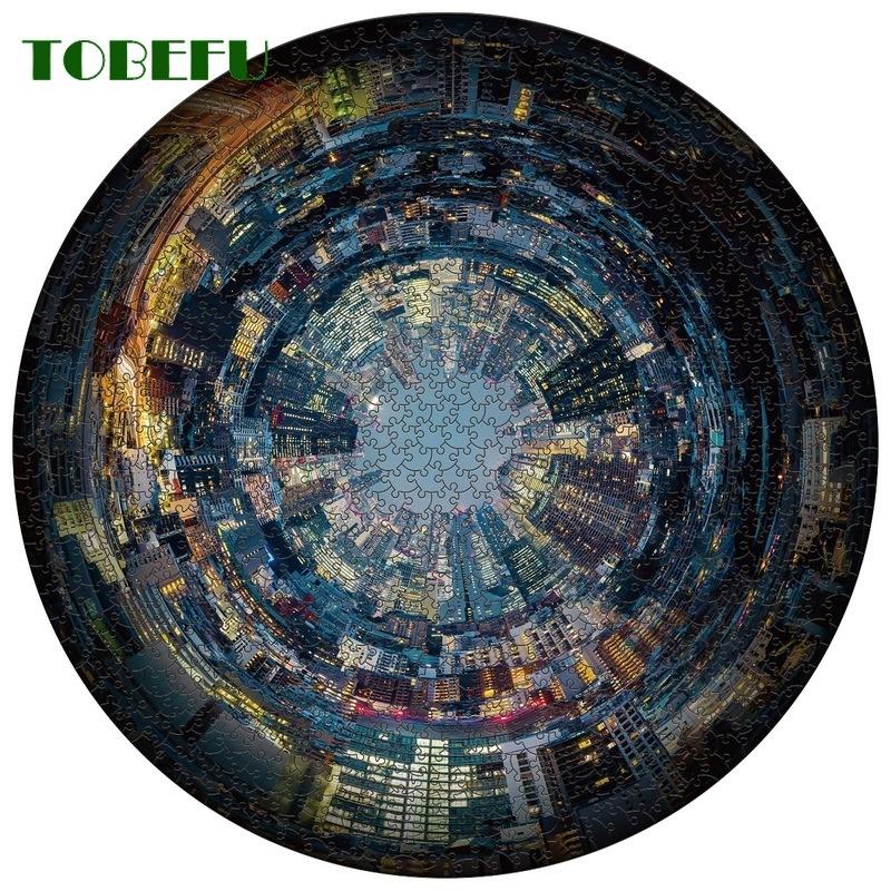 TOBEFU 1000 szt./zestaw Kolorowe Tęczowe Ziemia Księżyc Okrągłe Geometryczne Po Układanka Dorosły Dzieci DIY Edukacyjna Zabawka Puzzle Papierowe