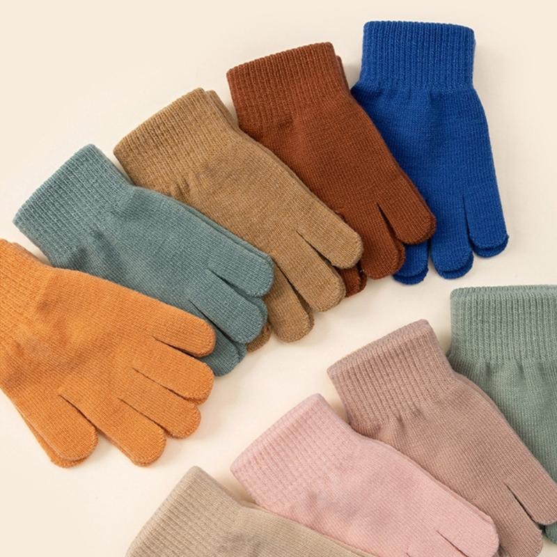 1 Paar Dehnbare Baby-Strickhandschuhe Bequemes Strickgewebe Weiche Thermische Winter-Handbekleidung Für Kinder 4+8T