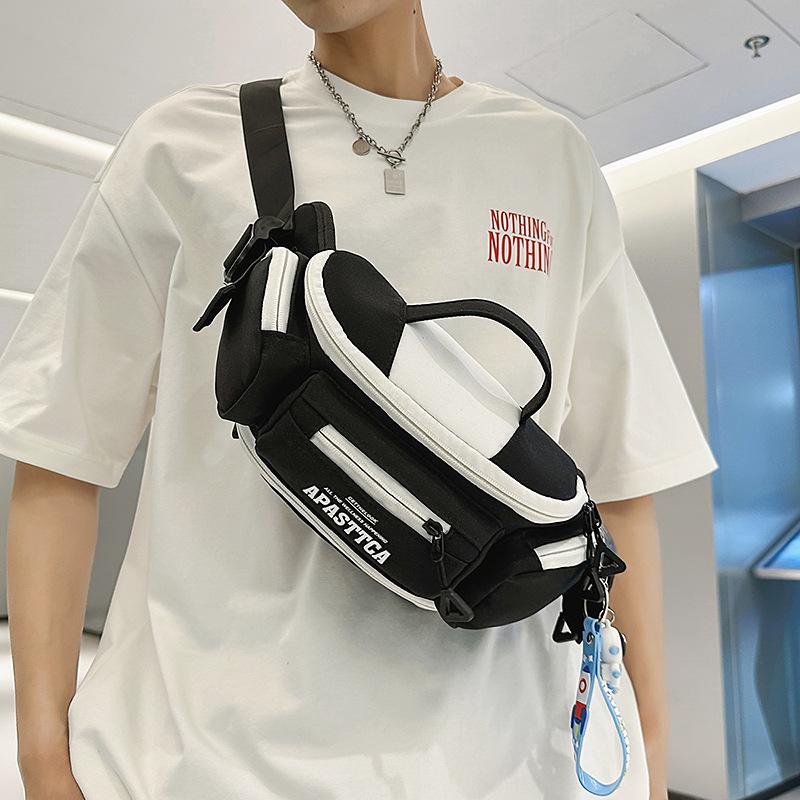 Tooling locomotive trendy cool men's breast bag fashionable Harajuku large capacity riding shoulder messenger fanny pack